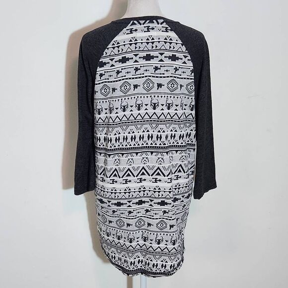 Star Wars Black and White Print Baseball Tee Size Medium Women's Star Wars Top - Picture 5 of 9